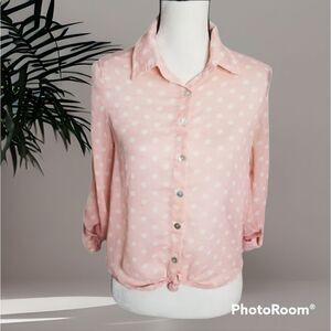 5/$25 About a Girl sheer polka dot blouse